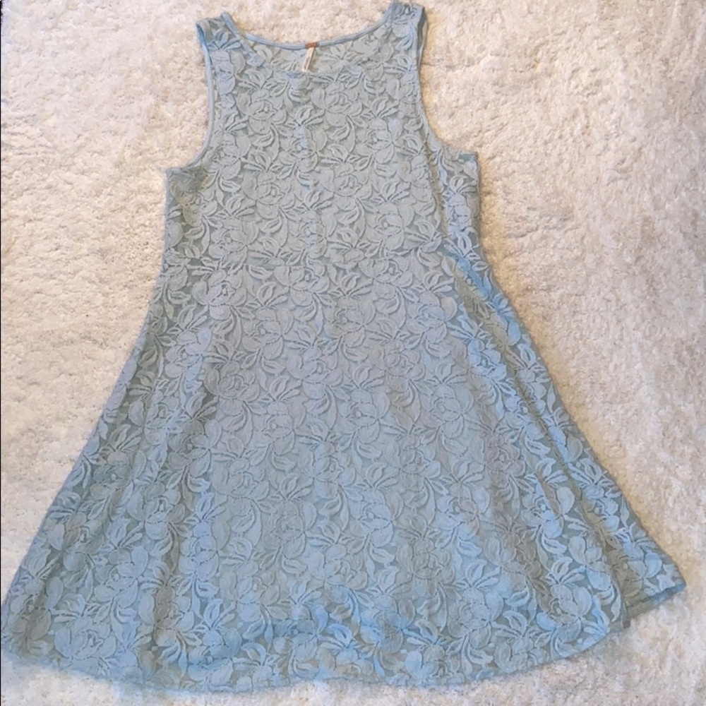 Free People Miles of Lace Mint Dress